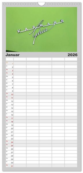 Produktbild: Familienplaner 2026 - Eine Legende lebt. Der Karmann-Ghia mit 5 Spalten (Wandkalender, 21 x 45 cm) CALVENDO