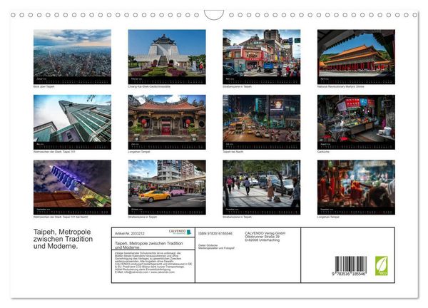 Produktbild: Taipeh, Metropole zwischen Tradition und Moderne. (Wandkalender 2026 DIN A3 quer), CALVENDO Monatskalender