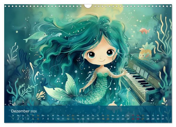 Produktbild: Kleine Meerjungfrauen (Wandkalender 2026 DIN A3 quer), CALVENDO Monatskalender