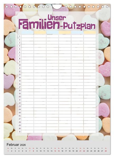 Produktbild: Unser Familien-Putzplan & Kalender 2026 (Wandkalender 2026 DIN A4 hoch), CALVENDO Monatskalender
