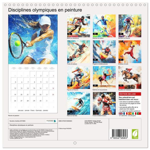 Produktbild: Disciplines olympiques en peinture (Calendrier mural carr&eacute; 2026 30x30 cm) Calendrier double avec une page pour vos prises de notes