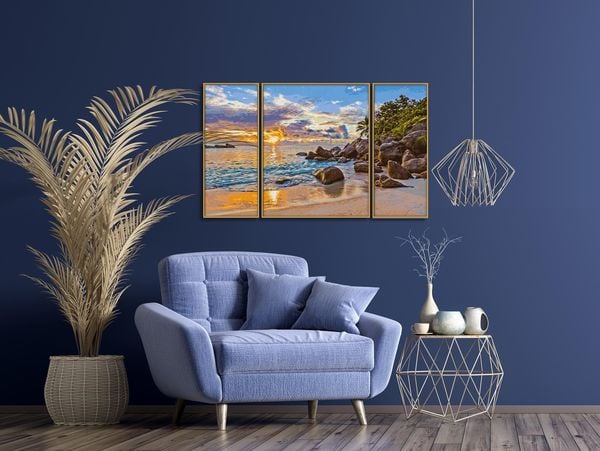 Schipper 609260906 - Malen nach Zahlen, Abendstimmung im Paradies, Triptychon, 50 x 80 cm