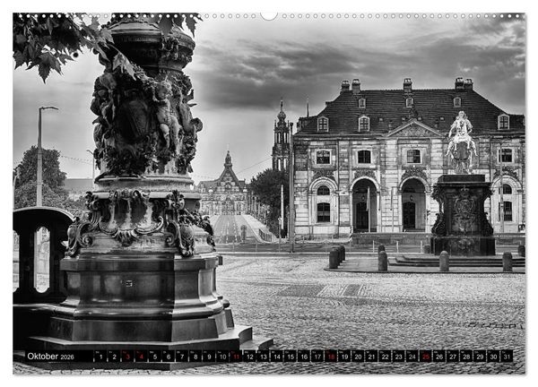 Produktbild: Dresden Faszination Schwarz Weiss (Wandkalender 2026 DIN A2 quer), CALVENDO Monatskalender