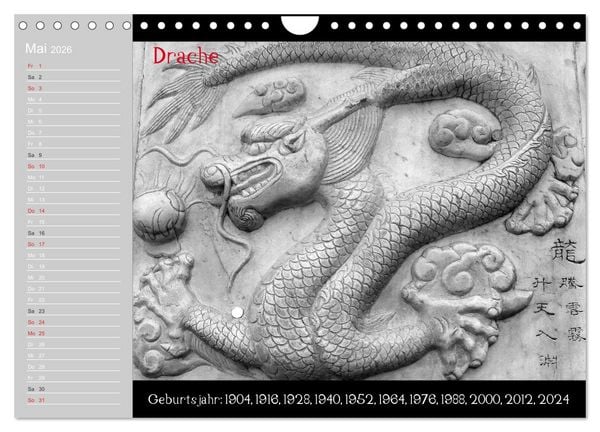 Produktbild: Das Chinesische Horoskop / Geburtstagskalender (Wandkalender 2026 DIN A4 quer), CALVENDO Monatskalender