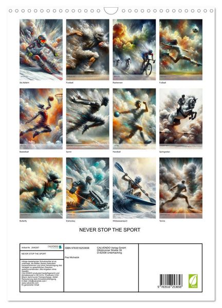 Produktbild: NEVER STOP THE SPORT (Wandkalender 2026 DIN A3 hoch), CALVENDO Monatskalender
