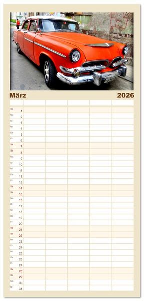 Produktbild: Familienplaner 2026 - DODGE '55 mit 5 Spalten (Wandkalender, 21 x 45 cm) CALVENDO