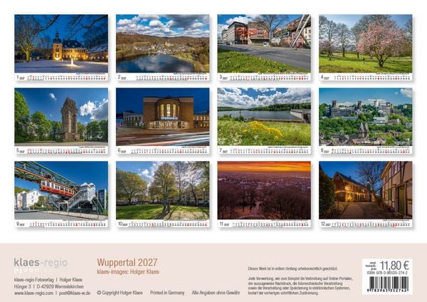 Produktbild: Wuppertal 2026 Bildkalender A4 Spiralbindung