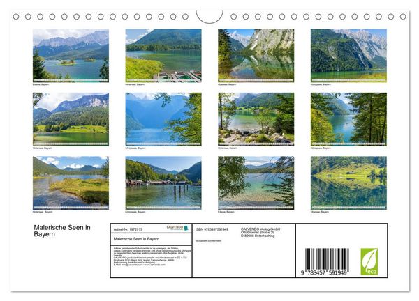 Produktbild: Malerische Seen in Bayern (Wandkalender 2026 DIN A4 quer), CALVENDO Monatskalender