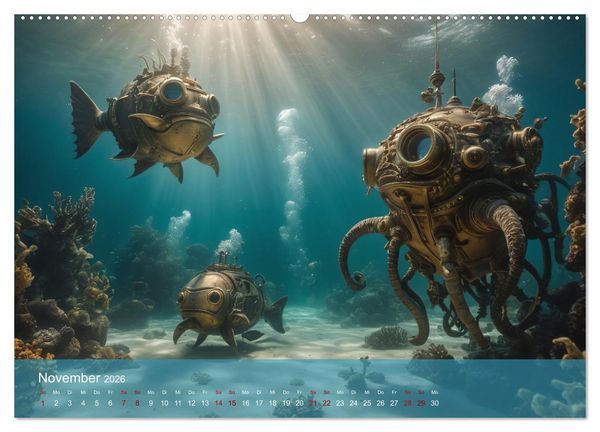 Produktbild: Steampunk - Unterwasser Roboter (Wandkalender 2026 DIN A2 quer), CALVENDO Monatskalender