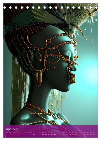 Produktbild: Voodoo-Sch&ouml;nheiten - Computertr&auml;ume aus der KI (Tischkalender 2026 DIN A5 hoch), CALVENDO Monatskalender