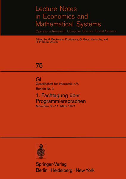 Produktbild: 1. Fachtagung &uuml;ber Programmiersprachen