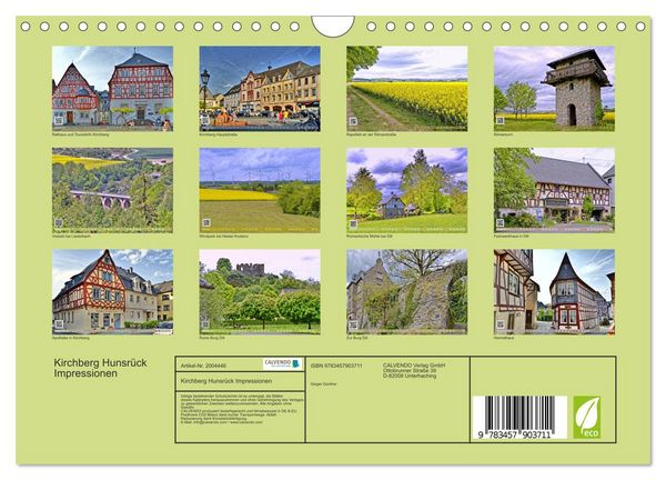 Produktbild: Kirchberg Hunsr&uuml;ck Impressionen (Wandkalender 2026 DIN A4 quer), CALVENDO Monatskalender