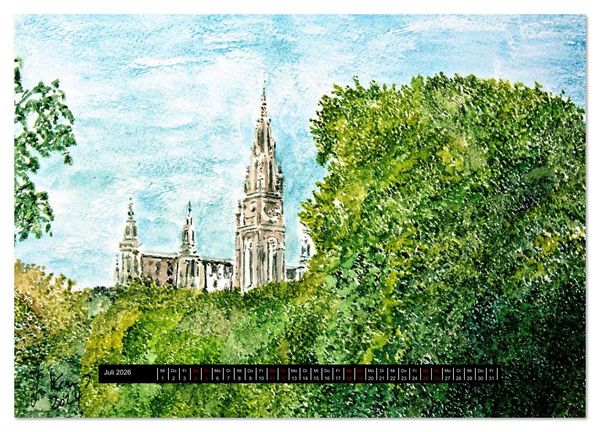 Produktbild: Wien in stillen Aquarellen (Wandkalender 2026 DIN A2 quer), CALVENDO Monatskalender