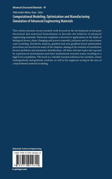Produktbild: Computational Modeling, Optimization and Manufacturing Simulation of Advanced Engineering Materials