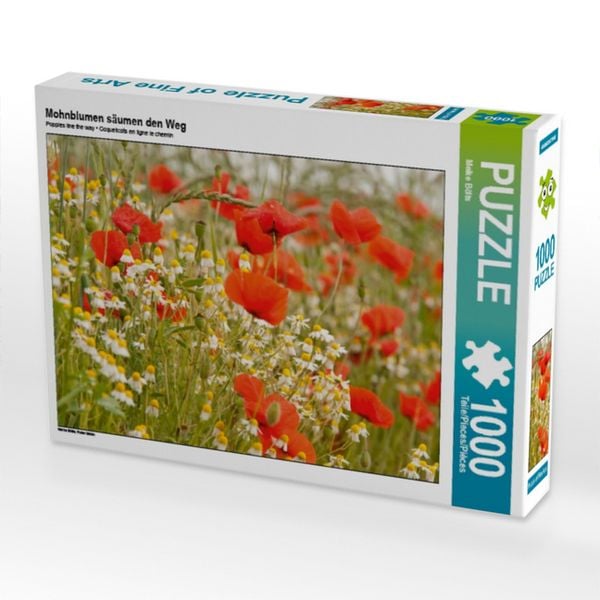 CALVENDO Puzzle Mohnblumen säumen den Weg | 1000 Teile Lege-Größe 64x48cm Foto-Puzzle für glückliche Stunden