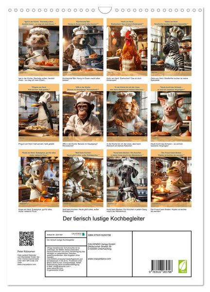 Produktbild: Der tierisch lustige Kochbegleiter (Wandkalender 2026 DIN A3 hoch), CALVENDO Monatskalender