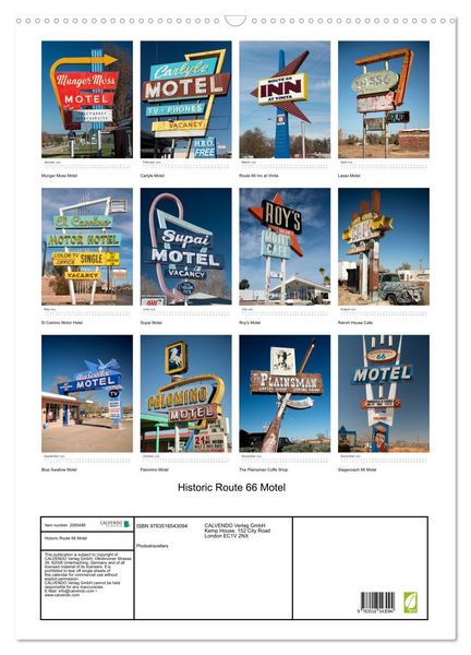 Produktbild: Historic Route 66 Motel (Wall Calendar 2026 DIN A2 portrait), CALVENDO 12 Month Wall Calendar