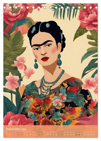 Produktbild: Gefangen in Normen. Frida Kahlo inspiriert. Flor de mi alma (Tischkalender 2026 DIN A5 hoch), CALVENDO Monatskalender