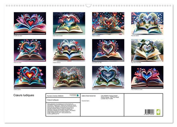 Produktbild: C&oelig;urs ludiques (Calendrier mural 2026 DIN A2 vertical), CALVENDO calendrier mensuel