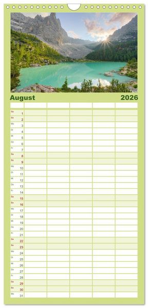Produktbild: Familienplaner 2026 - Faszination Dolomiten mit 5 Spalten (Wandkalender, 21 x 45 cm) CALVENDO