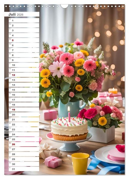 Produktbild: Festliche Momente - Ein Jahr mit KI Geburtstagen (Wandkalender 2026 DIN A3 hoch), CALVENDO Monatskalender