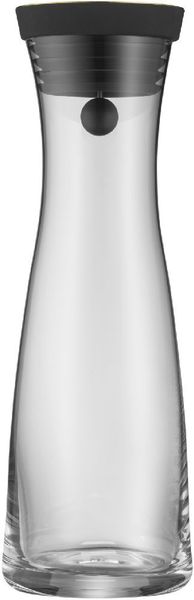 WMF Basic Wasserkaraffe aus Glas 1 Liter, Glaskaraffe mit Deckel, Silikondeckel, Wasserkaraffe mit Deckel, CloseUp-Verschluss, Karaffe goldener Deckel
