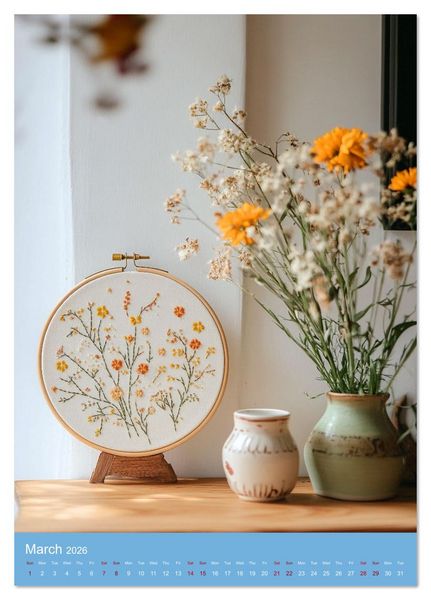 Produktbild: Elegance in Embroidery (Desk Calendar 2026 DIN A5 portrait), CALVENDO 12 Month DeskCalendar