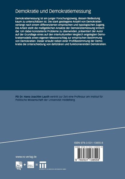 Produktbild: Demokratie und Demokratiemessung