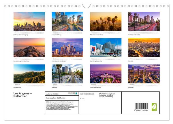 Produktbild: Los Angeles &ndash; Kalifornien (Wandkalender 2026 DIN A3 quer), CALVENDO Monatskalender