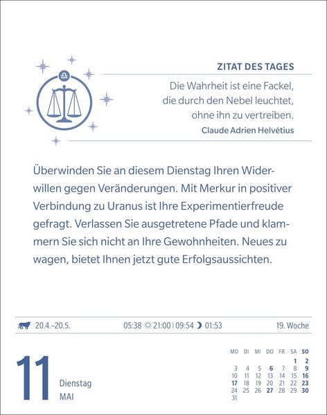 Produktbild: Waage Sternzeichenkalender 2027 - Tagesabrei&szlig;kalender - Ihr Horoskop f&uuml;r jeden Tag