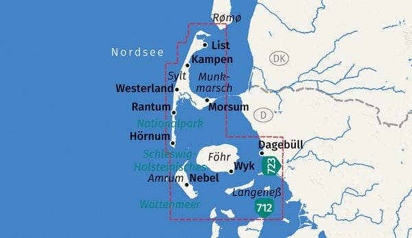 Produktbild: KOMPASS Wanderkarte 784 Sylt, Amrum, F&ouml;hr, Langene&szlig; 1:35.000