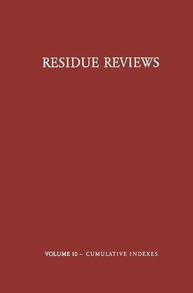 Produktbild: Residue Reviews / R&uuml;ckstands-Berichte