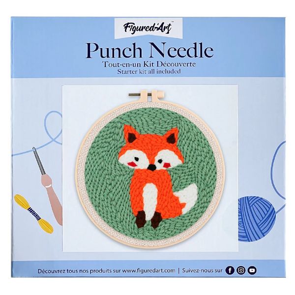 Produktbild: Punch Needle Figured'Art 20x20 cm Fuchs, DIY Stickerei mit Nadel und Wolle