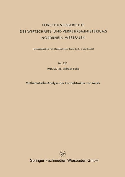 Produktbild: Mathematische Analyse der Formalstruktur von Musik