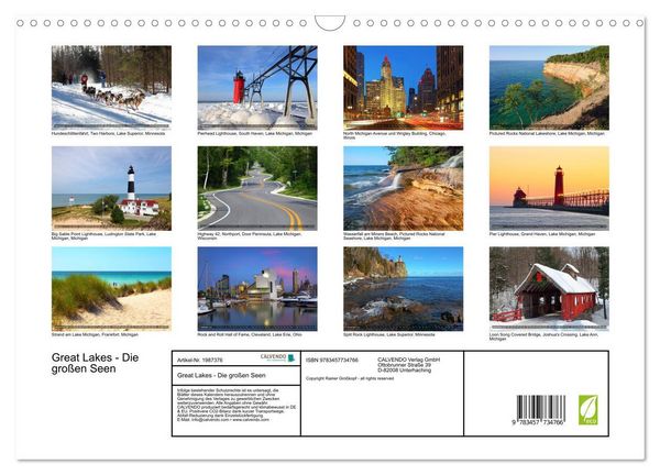 Produktbild: Great Lakes - Die gro&szlig;en Seen (Wandkalender 2026 DIN A3 quer), CALVENDO Monatskalender