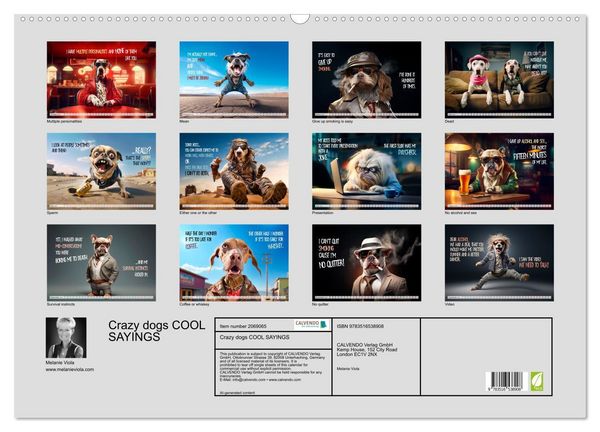 Produktbild: Crazy dogs COOL SAYINGS (Wall Calendar 2026 DIN A2 landscape), CALVENDO 12 Month Wall Calendar
