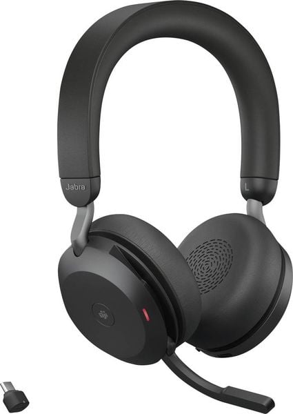 Jabra Evolve2 75 Telefon On Ear Headset Bluetooth®, kabelgebunden Schwarz Batterieladeanzeige, Mikrofon-Stummschaltung