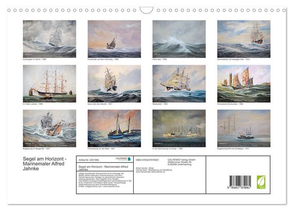 Produktbild: Segel am Horizont - Marinemaler Alfred Jahnke (Wandkalender 2026 DIN A3 quer), CALVENDO Monatskalender