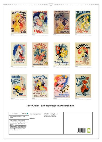 Produktbild: Jules Ch&eacute;ret - Eine Hommage in zw&ouml;lf Monaten (Wandkalender 2026 DIN A2 hoch), CALVENDO Monatskalender