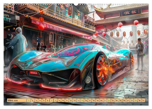 Produktbild: Futuristische Boliden - Asiatisch inspiriert (Wandkalender 2026 DIN A2 quer), CALVENDO Monatskalender