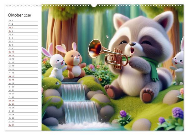 Produktbild: Musikalische Waldtiere (hochwertiger Premium Wandkalender 2026 DIN A2 quer), Kunstdruck in Hochglanz