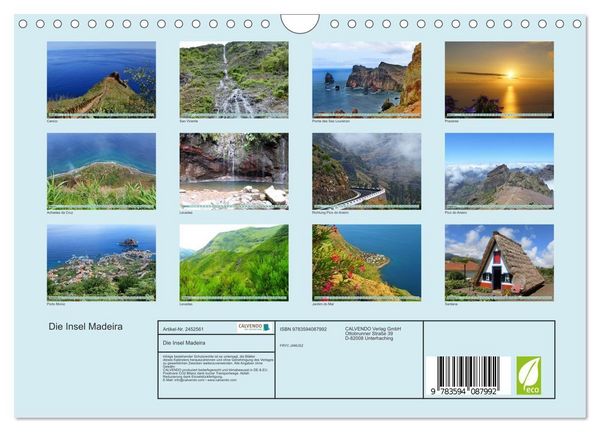 Produktbild: Die Insel Madeira (Wandkalender 2027 DIN A4 quer), CALVENDO Monatskalender
