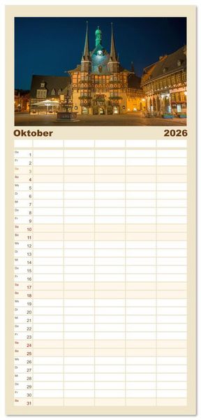 Produktbild: Familienplaner 2026 - Wernigerode - Historische Fachwerkstadt am Harz mit 5 Spalten (Wandkalender, 21 x 45 cm) CALVENDO