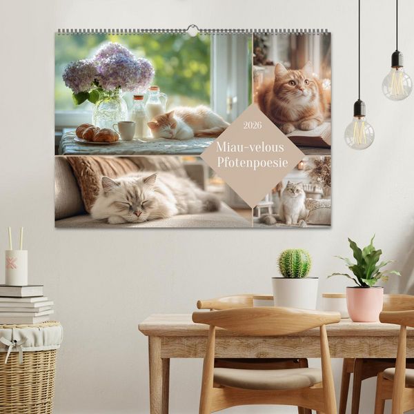 Produktbild: Miau-velous Pfotenpoesie (Wandkalender 2026 DIN A2 quer), CALVENDO Monatskalender