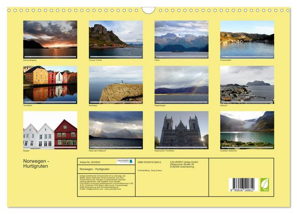 Produktbild: Norwegen - Hurtigruten (Wandkalender 2026 DIN A3 quer), CALVENDO Monatskalender