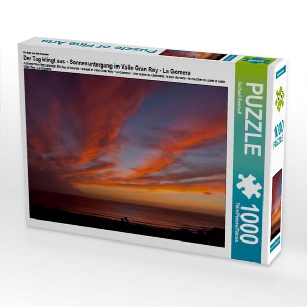 CALVENDO Puzzle Ein Motiv aus dem Kalender Der Tag klingt aus - Sonnenuntergang im Valle Gran Rey - La Gomera | 1000 Teile Lege-Größe 64x48cm