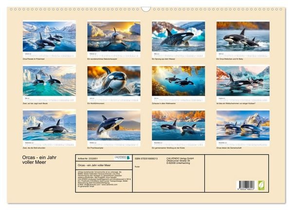 Produktbild: Orcas - ein Jahr voller Meer (Wandkalender 2027 DIN A2 quer), CALVENDO Monatskalender