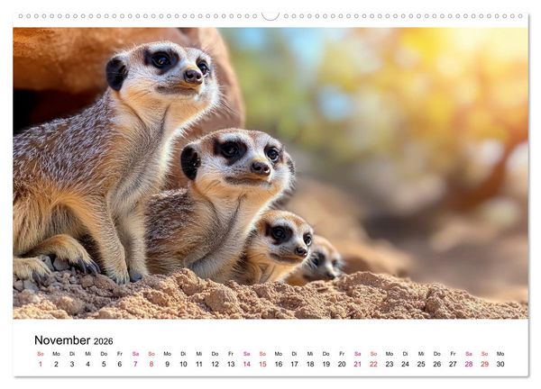 Produktbild: Erdm&auml;nnchen - klein, frech, neugierig (hochwertiger Premium Wandkalender 2026 DIN A2 quer), Kunstdruck in Hochglanz