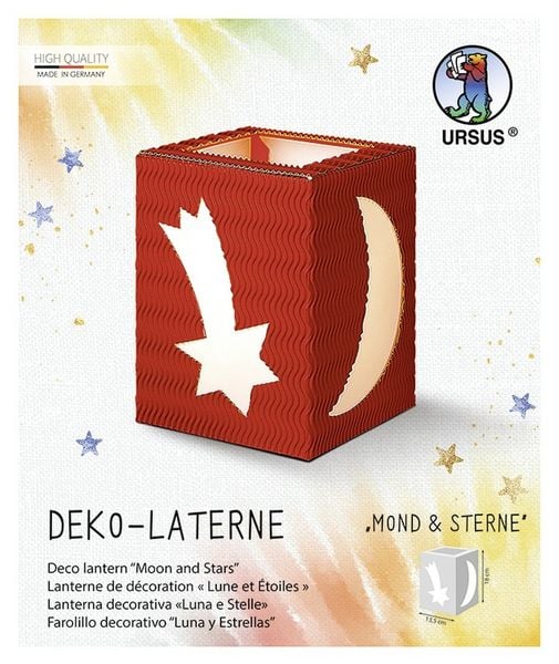 Produktbild: URSUS Laternenzeit Deko-Laterne Mond & Sterne, rubinrot