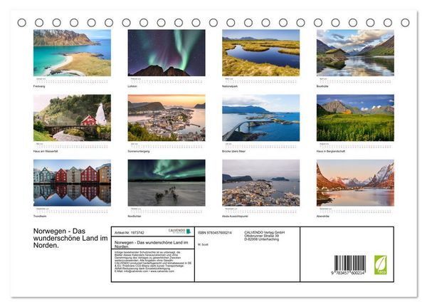 Produktbild: Norwegen - Das wundersch&ouml;ne Land im Norden. (Tischkalender 2026 DIN A5 quer), CALVENDO Monatskalender